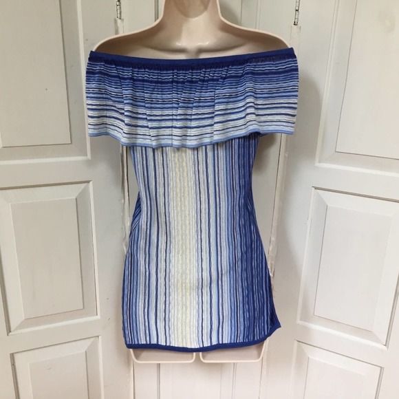 White House Black Market Blue and Silver Blouse - Picture 10 of 16